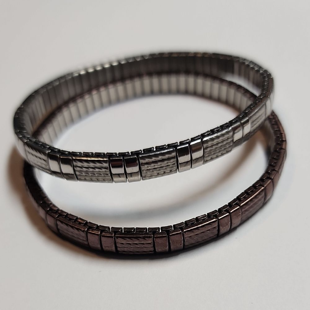 Milor Stainless Steel Brown And Silver Stretch Bracelets
